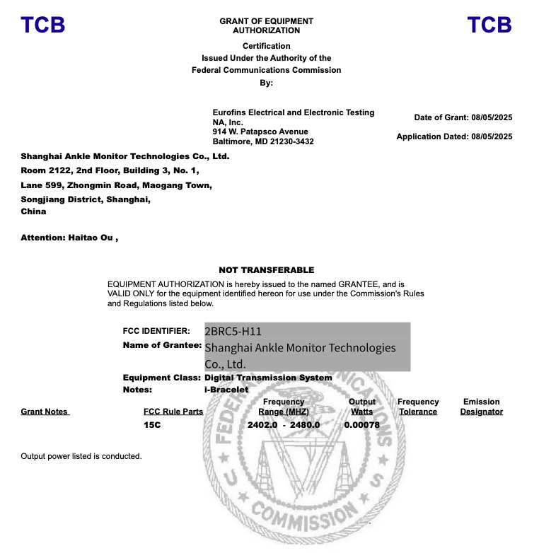 FCC-Bracelet-Certification