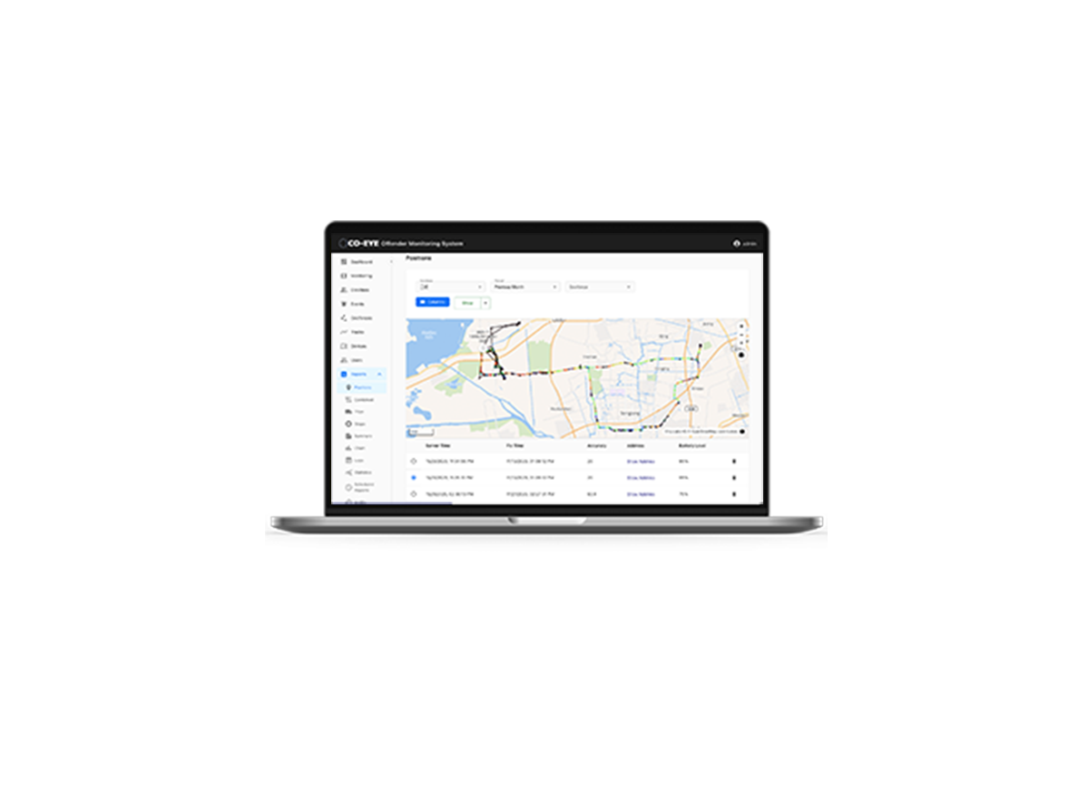 GPS ankle monitor supervision platform dashboard for pretrial monitoring programs