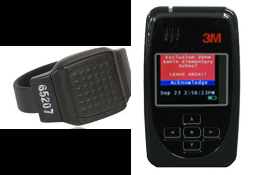 3M Electronic Monitoring two-piece GPS offender tracking device (XT) with ankle bracelet and handheld unit
