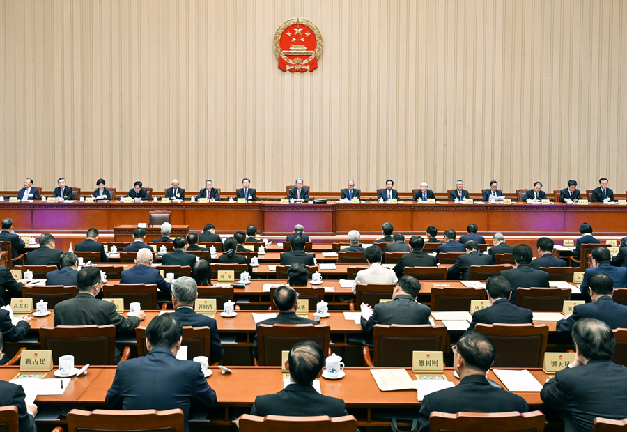 The 22nd session of the Standing Committee of the 14th National People's Congress at the Great Hall of the People, Beijing, April 30, 2026 — where the revised Prison Law was adopted. Photo: Xinhua/Zhang Ling