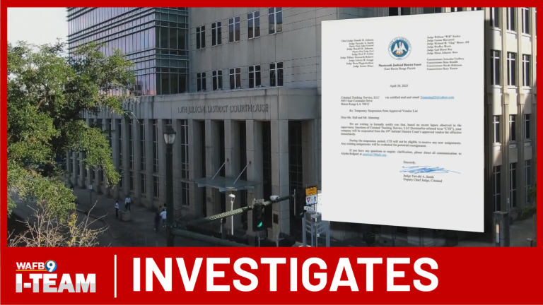 Louisiana 19th Judicial District Court suspension letter for ankle monitoring vendor CTS - WAFB I-TEAM investigation