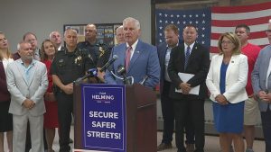 New York State lawmakers announce PROTECT Act legislation to reform pretrial electronic monitoring and bail assessment at press conference in Gates NY August 2026