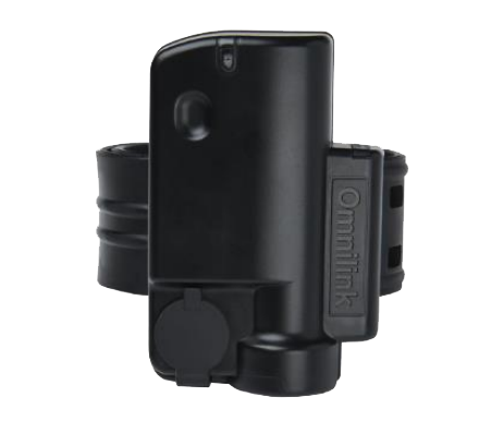 OmniLink OM500 GPS ankle monitor front view — Sentinel Offender Services one-piece tracking device